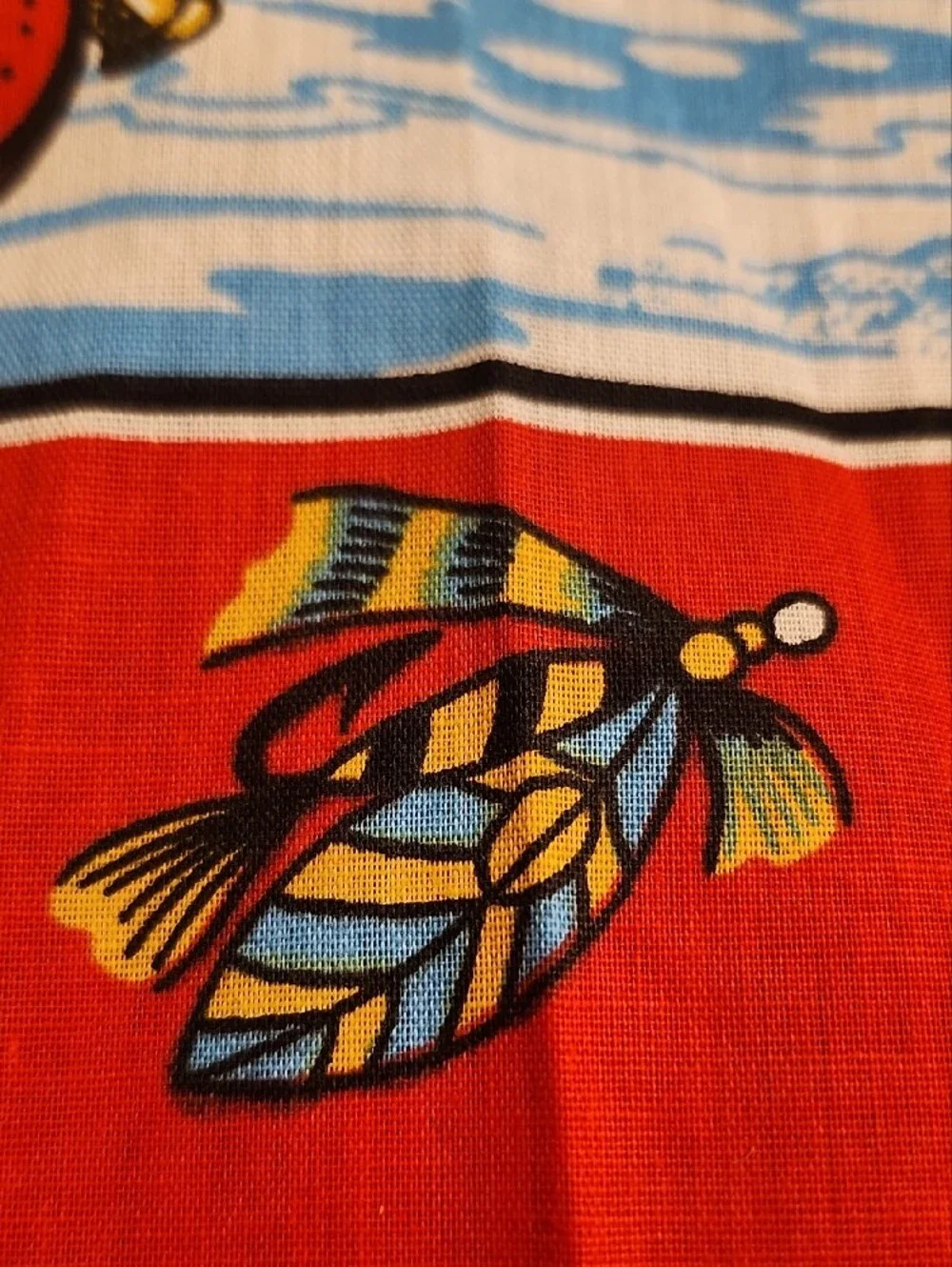 NOS Vtg 80s Fishing Themed Decorative Bandana Made In The USA